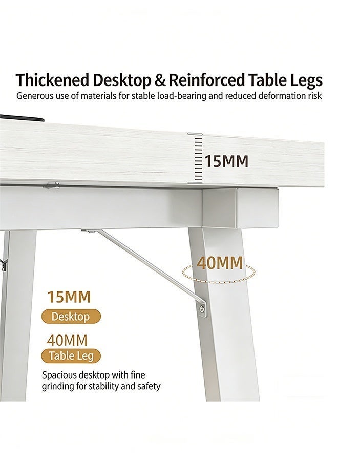مكتب المنزل الحديث الحد الأدنى ، مكتب الكمبيوتر الكبير متعدد الوظائف ، مكتب دراسة خشب صلب واسع مع إطار معدني مستقر ، محطة عمل مناسبة للمكتب المنزلي - Image 5
